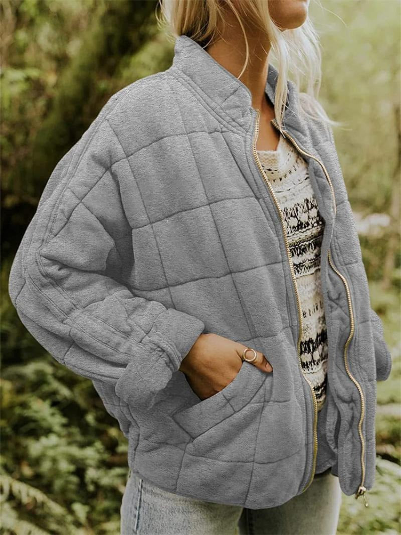 Damen Steppjacke – Lockerer Schnitt – Hoher Kragen – Leicht und Atmungsaktiv