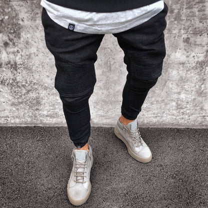 Herren Jogginghose – Slim Fit – Stretch-Denimlook – Rippdetails – Bündchenabschluss