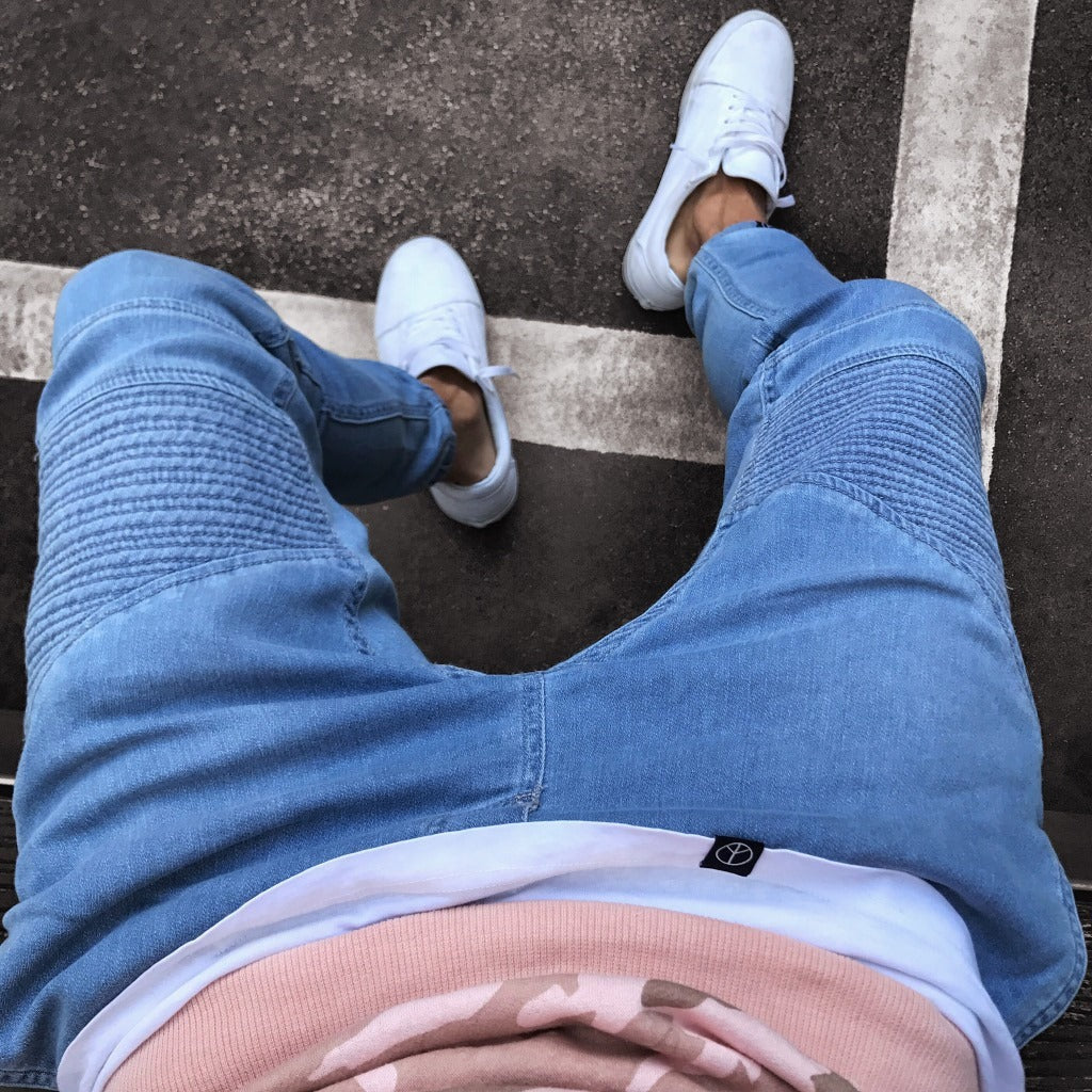 Herren Jogginghose – Slim Fit – Stretch-Denimlook – Rippdetails – Bündchenabschluss