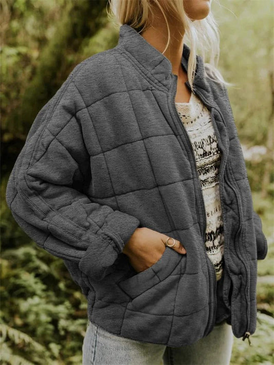 Damen Steppjacke – Lockerer Schnitt – Hoher Kragen – Leicht und Atmungsaktiv