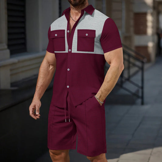 Herren Kurzarmhemd – Regular Fit – Baumwollgefühl – Brusttaschen – Kontrastdetails