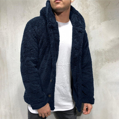Herren Kapuzenjacke – Fleece-Touch – Lockerer Schnitt – Knopfleiste – Freizeitmode