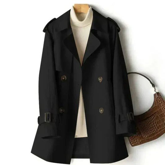 Damen Trenchcoat – Taillierter Schnitt – Doppelreihig – Schulterriegel – Gürtelmanschetten