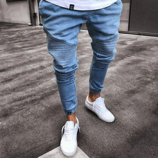Herren Jogginghose – Slim Fit – Stretch-Denimlook – Rippdetails – Bündchenabschluss