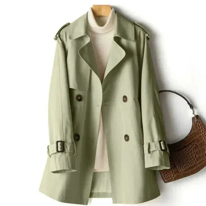 Damen Trenchcoat – Taillierter Schnitt – Doppelreihig – Schulterriegel – Gürtelmanschetten
