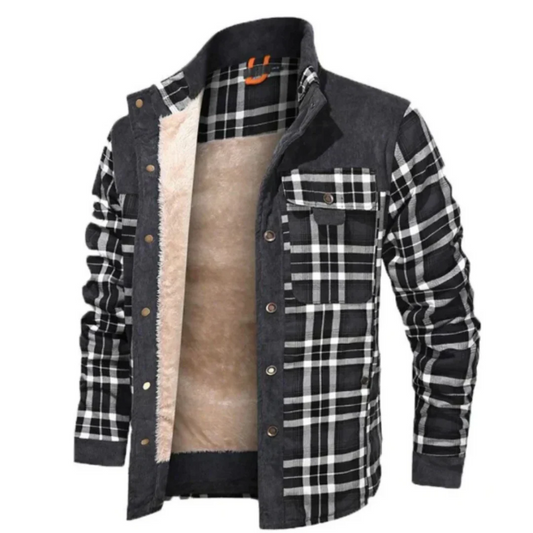 Herren Jacke – Wollmix – Regular Fit – Karomuster – Gefüttert – Knopfverschluss