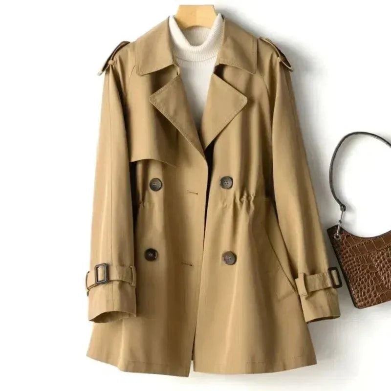 Damen Trenchcoat – Taillierter Schnitt – Doppelreihig – Schulterriegel – Gürtelmanschetten