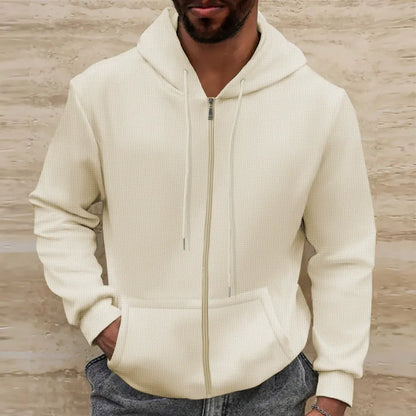 Herren Kapuzenjacke – Waffelstruktur – Regular Fit – Reißverschluss – Freizeitlook
