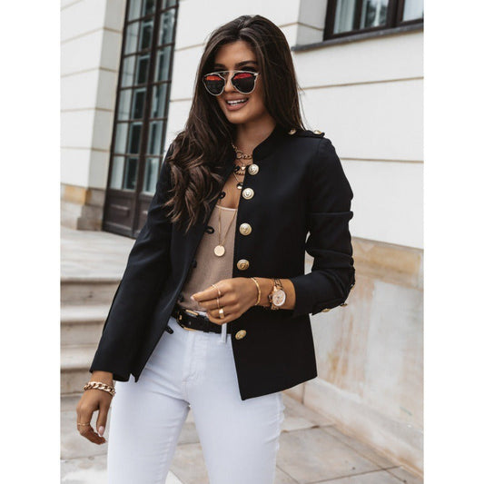 Damen Blazer – Slim Fit – Doppelreiher – Strukturierte Schultern – Baumwollmix