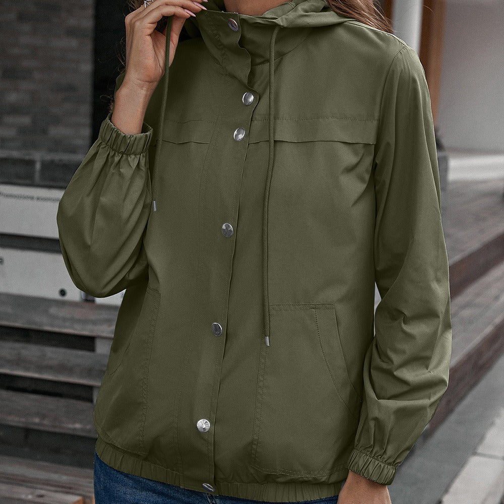 Damen Regenjacke – Wasserdicht Winddicht – Lockerer Schnitt – Mit Kapuze