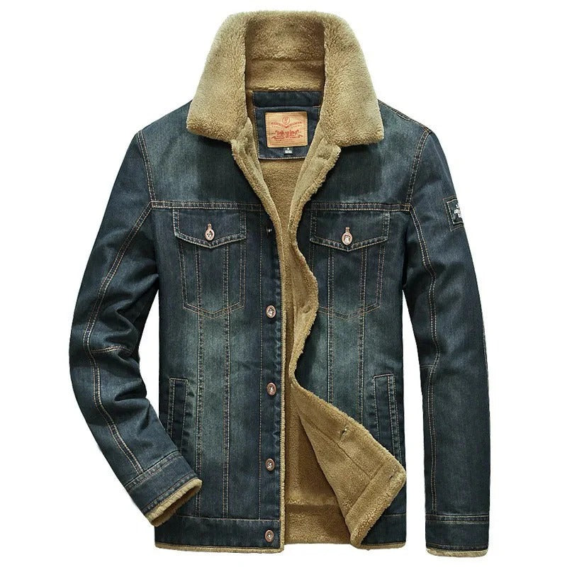 Herren Jeansjacke – Reguläre Passform – Futter mit Kunstfell – Knopfleiste – Freizeitlook