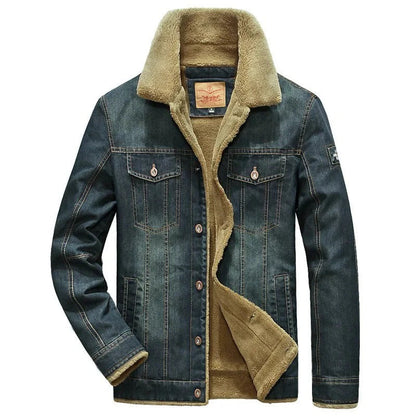 Herren Jeansjacke – Reguläre Passform – Futter mit Kunstfell – Knopfleiste – Freizeitlook