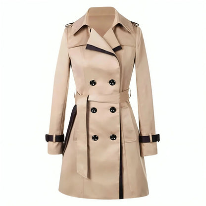 Damen Trenchcoat – Taillierter Schnitt – Doppelreihig – Gürtel – Knielang – Klassisch