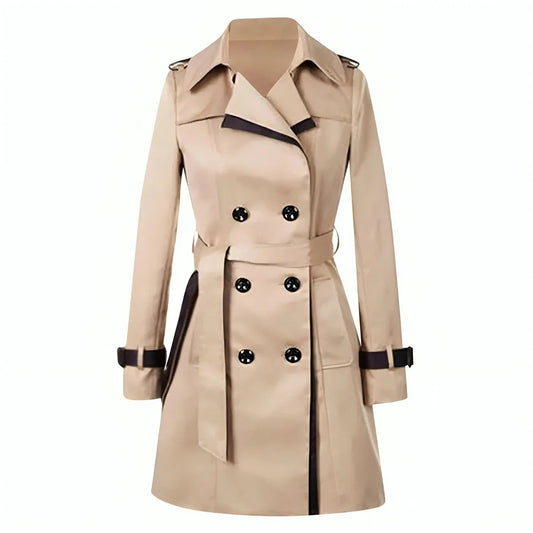 Damen Trenchcoat – Taillierter Schnitt – Doppelreihig – Gürtel – Knielang – Klassisch