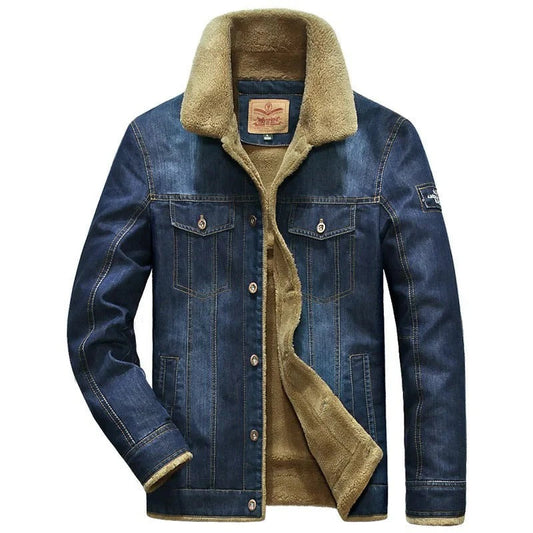 Herren Jeansjacke – Reguläre Passform – Futter mit Kunstfell – Knopfleiste – Freizeitlook