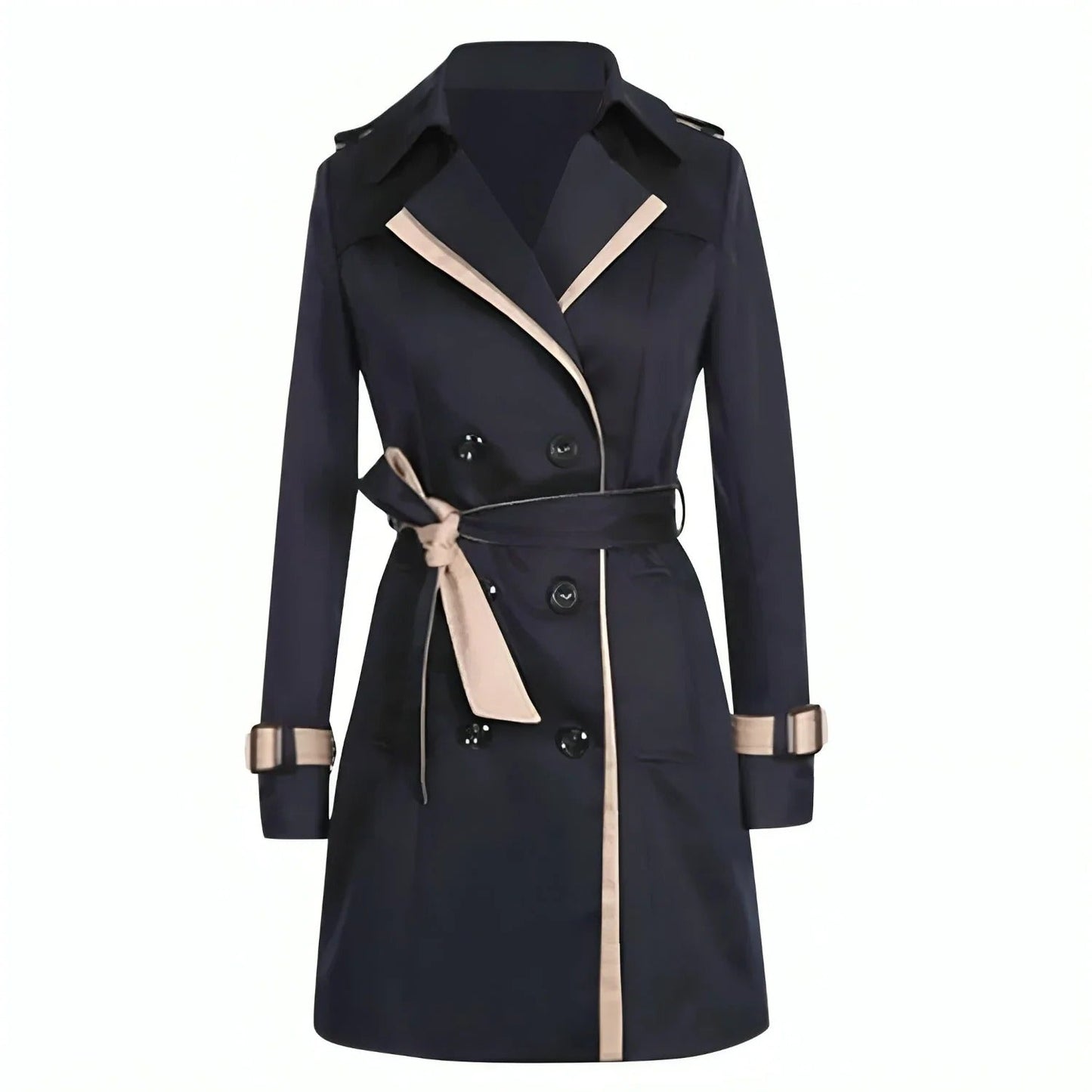 Damen Trenchcoat – Taillierter Schnitt – Doppelreihig – Gürtel – Knielang – Klassisch