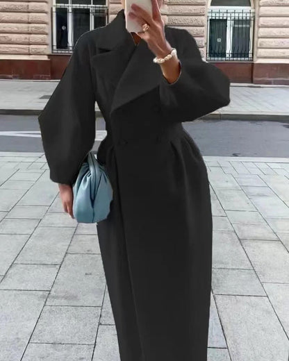 Damen Trenchcoat – Wollmix – A-Linie – Doppelreihig – Tailliert mit Schlitz