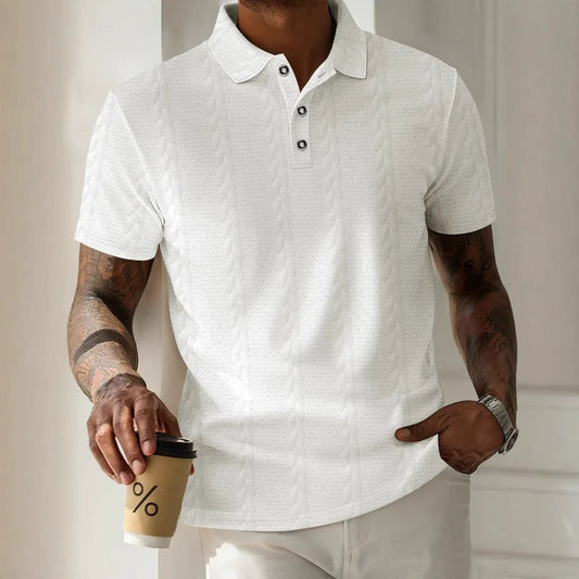 Herren Polo-Shirt – Regular Fit – Jacquard Struktur – Kurzarm – Knopfleiste