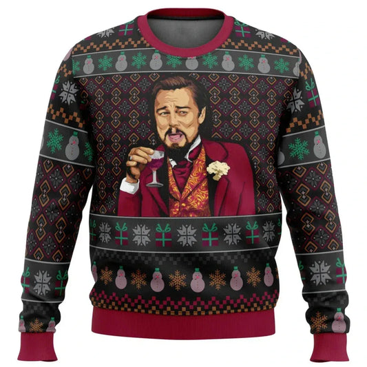 Herren Pullover – Strickmaterial – Standard Fit – Festliches Grafikmotiv – Gerippte Abschlüsse