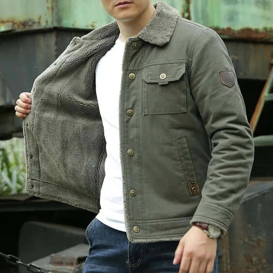 Herren Jacke – Cotton Canvas – Fleecefutter – Sherpa Kragen – Standard Fit