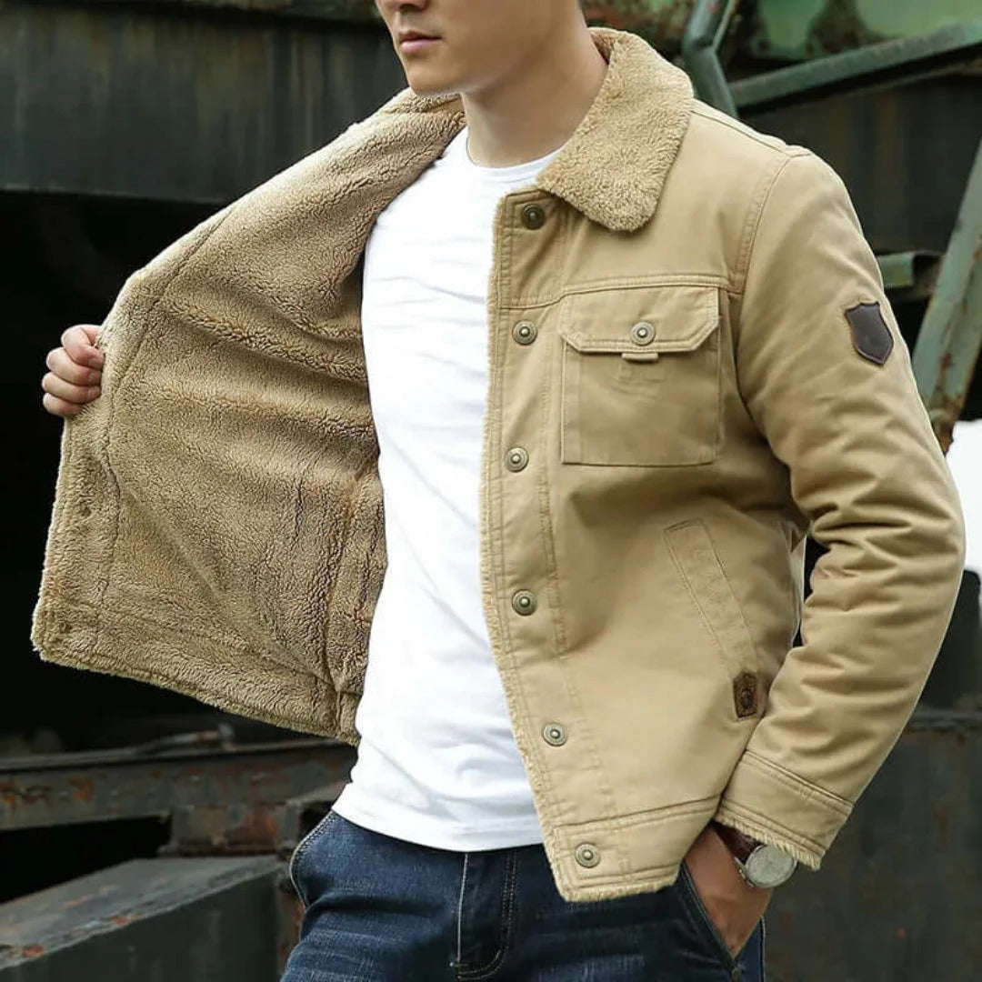 Herren Jacke – Cotton Canvas – Fleecefutter – Sherpa Kragen – Standard Fit