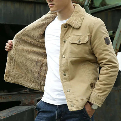 Herren Jacke – Cotton Canvas – Fleecefutter – Sherpa Kragen – Standard Fit