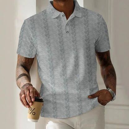Herren Polo-Shirt – Regular Fit – Jacquard Struktur – Kurzarm – Knopfleiste