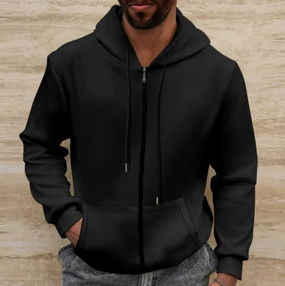 Herren Kapuzenjacke – Waffelstruktur – Regular Fit – Reißverschluss – Freizeitlook