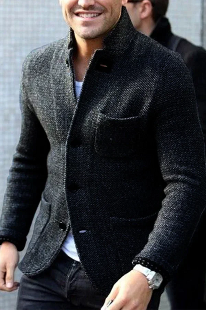 Herren Blazer – Taillierter Schnitt – Texturiertes Wollgewebe – Knopfverschluss – Business Look