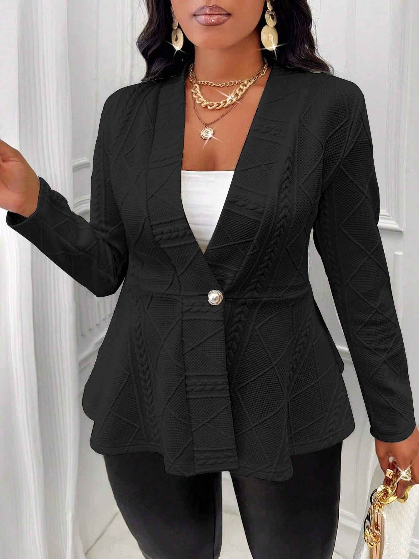 Damen Blazerjacke – Taillierter Schnitt – Strukturierter Webstoff – Ein-Knopf-Verschluss – Eleganter Business-Look
