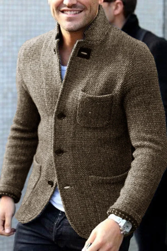 Herren Blazer – Taillierter Schnitt – Texturiertes Wollgewebe – Knopfverschluss – Business Look