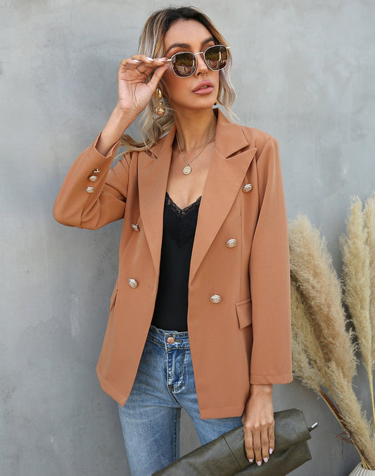 Damen Blazer – Taillierter Schnitt – Doppelreihig – Strukturierter Look – Reverskragen