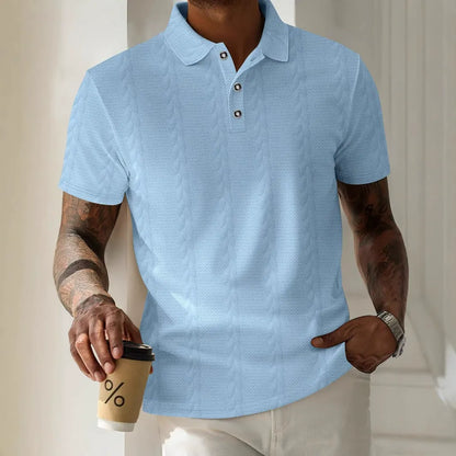 Herren Polo-Shirt – Regular Fit – Jacquard Struktur – Kurzarm – Knopfleiste