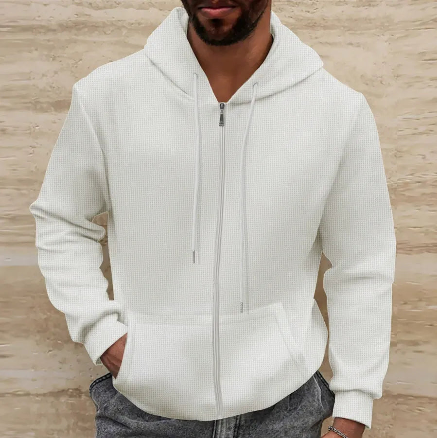 Herren Kapuzenjacke – Waffelstruktur – Regular Fit – Reißverschluss – Freizeitlook