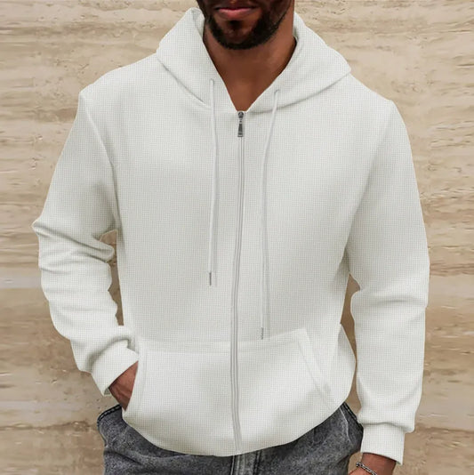 Herren Kapuzenjacke – Waffelstruktur – Regular Fit – Reißverschluss – Freizeitlook