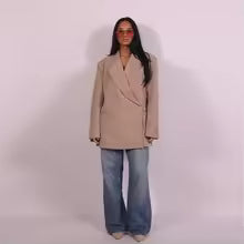 Damen Blazer – Weiter Schnitt – Halbarm – Cotton – Ein-Knopf – Reverskragen