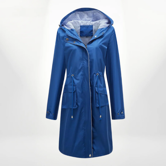 Damen Trenchcoat – Slim Fit – Kapuze – Reißverschluss – Verstellbare Taille – Knielang