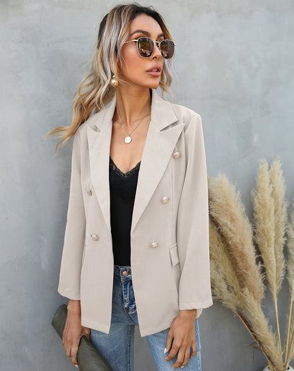 Damen Blazer – Taillierter Schnitt – Doppelreihig – Strukturierter Look – Reverskragen