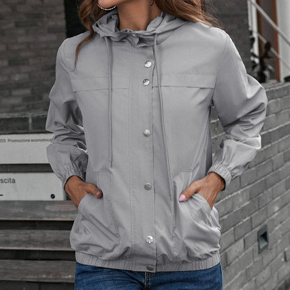 Damen Regenjacke – Wasserdicht Winddicht – Lockerer Schnitt – Mit Kapuze