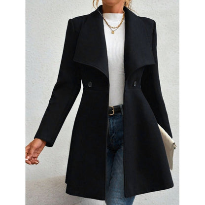 Damen Wollmantel – Slim Fit – Lang – Zweireiher – Eleganter Blazerstil