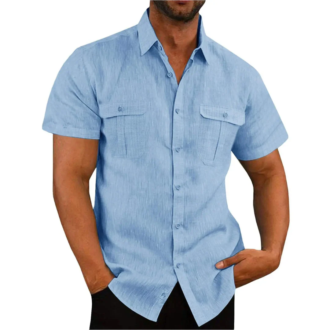 Herren Freizeithemd – Baumwollmix – Regular Fit – Kurzarm – Brusttaschen mit Klappe