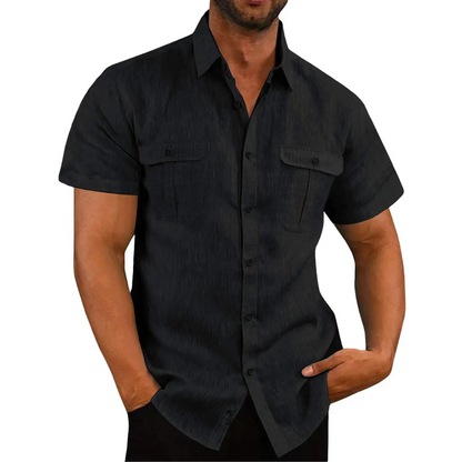 Herren Freizeithemd – Baumwollmix – Regular Fit – Kurzarm – Brusttaschen mit Klappe