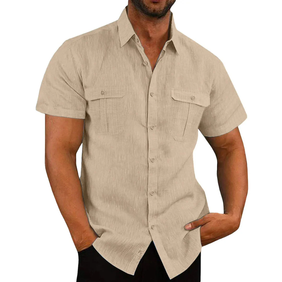 Herren Freizeithemd – Baumwollmix – Regular Fit – Kurzarm – Brusttaschen mit Klappe