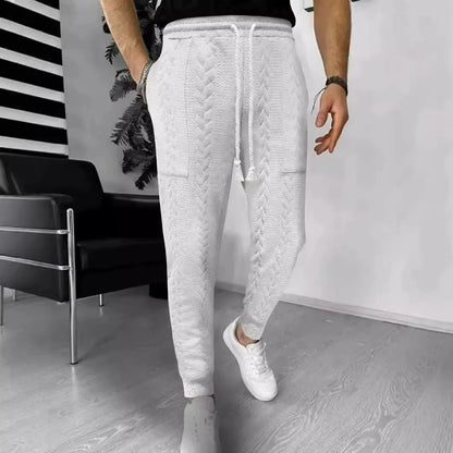 Herren Jogginghose – Jacquard Struktur – Gerader Schnitt – Kordelzug – Bündchenabschluss