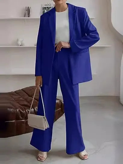 Damen Blazer Set – Tailored Fit – Wollmischung – Einreiher mit Schlaghose