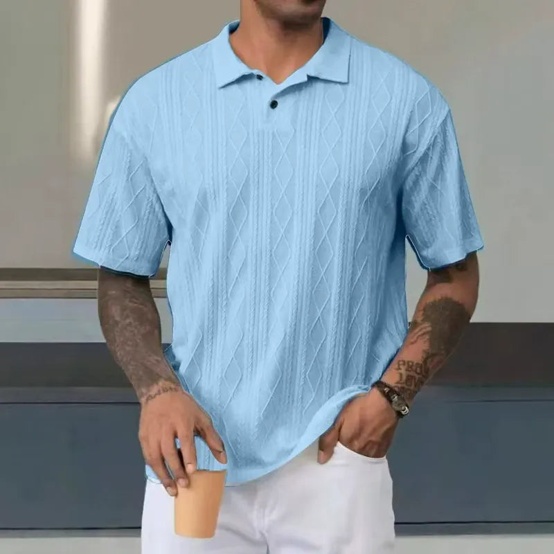 Herren Poloshirt – Relaxed Fit – Baumwollgriff – Strukturstrick – Kurzarm Casual