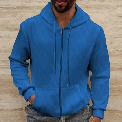 Herren Kapuzenjacke – Waffelstruktur – Regular Fit – Reißverschluss – Freizeitlook