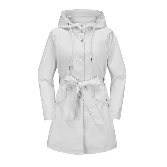 Damen Windbreaker Jacke – Wasserabweisend – Kapuze – Taillengürtel – Bequeme Passform