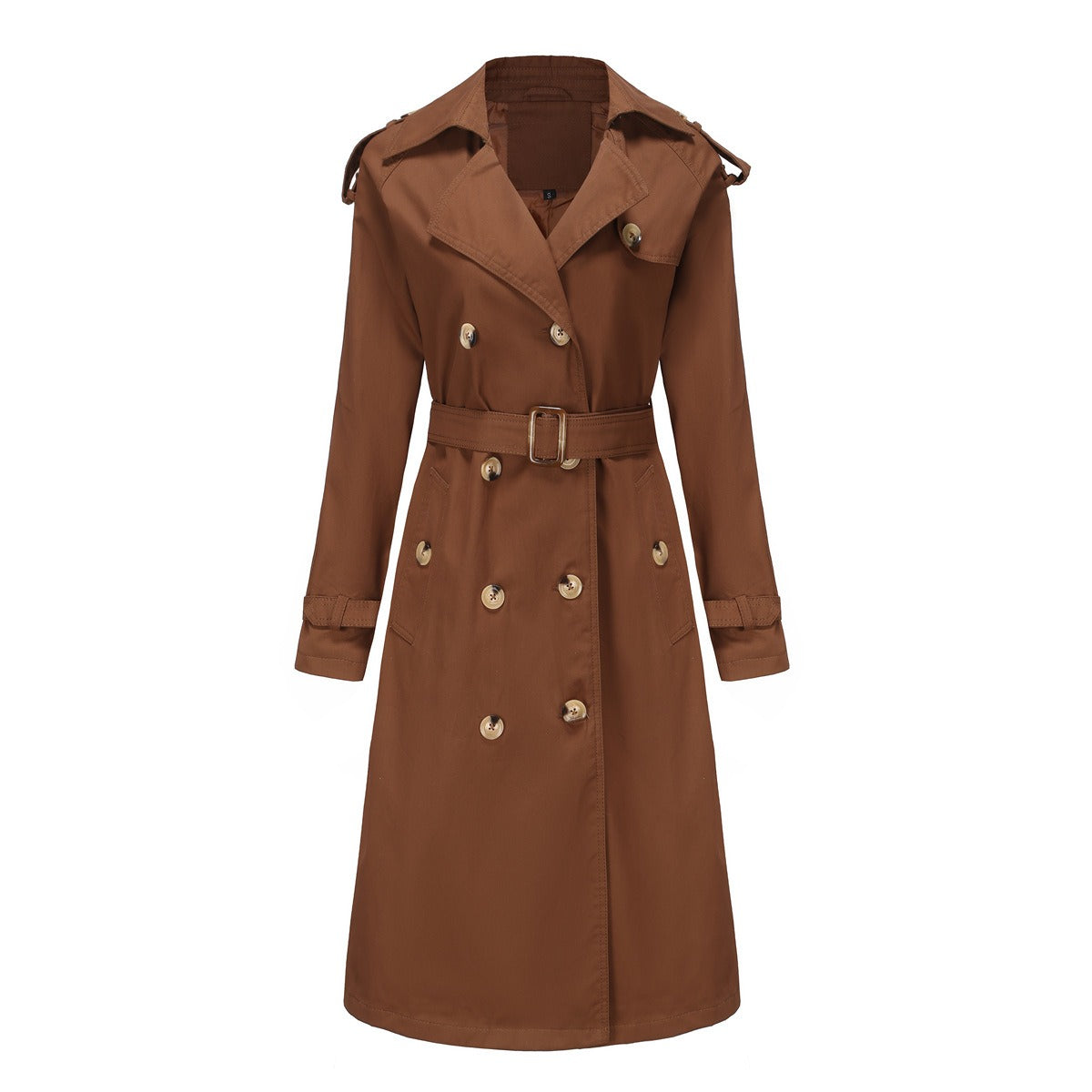 Damen Windbreaker Mantel – Taillierter Schnitt – Gürtel – Doppelreihig – Schulterriegel