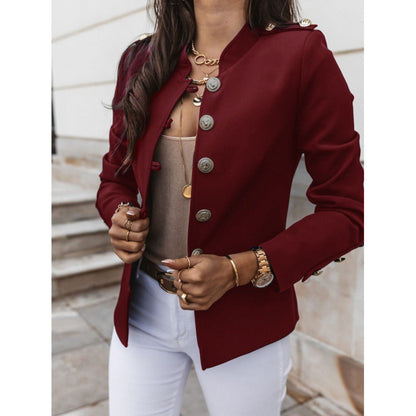 Damen Blazer – Slim Fit – Doppelreiher – Strukturierte Schultern – Baumwollmix